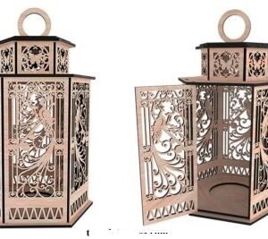free 3d wooden lantern laser cut project in svg, dxf, cdr file
