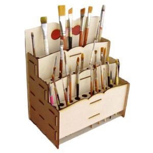 laser cut wooden brush holder free download